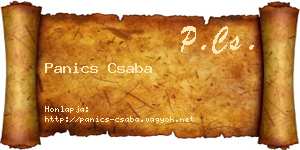 Panics Csaba névjegykártya